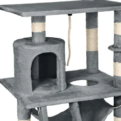 tectake® Kratzbaum, 141 cm, mit Katzenhaus, inklusive Spielkordel und Kippschutz