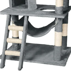 tectake® Kratzbaum, 141 cm, mit Katzenhaus, inklusive Spielkordel und Kippschutz