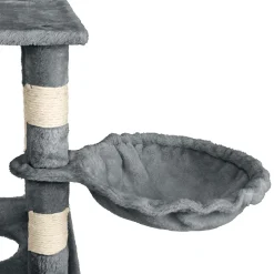 tectake® Kratzbaum, 141 cm, mit Katzenhaus, inklusive Spielkordel und Kippschutz