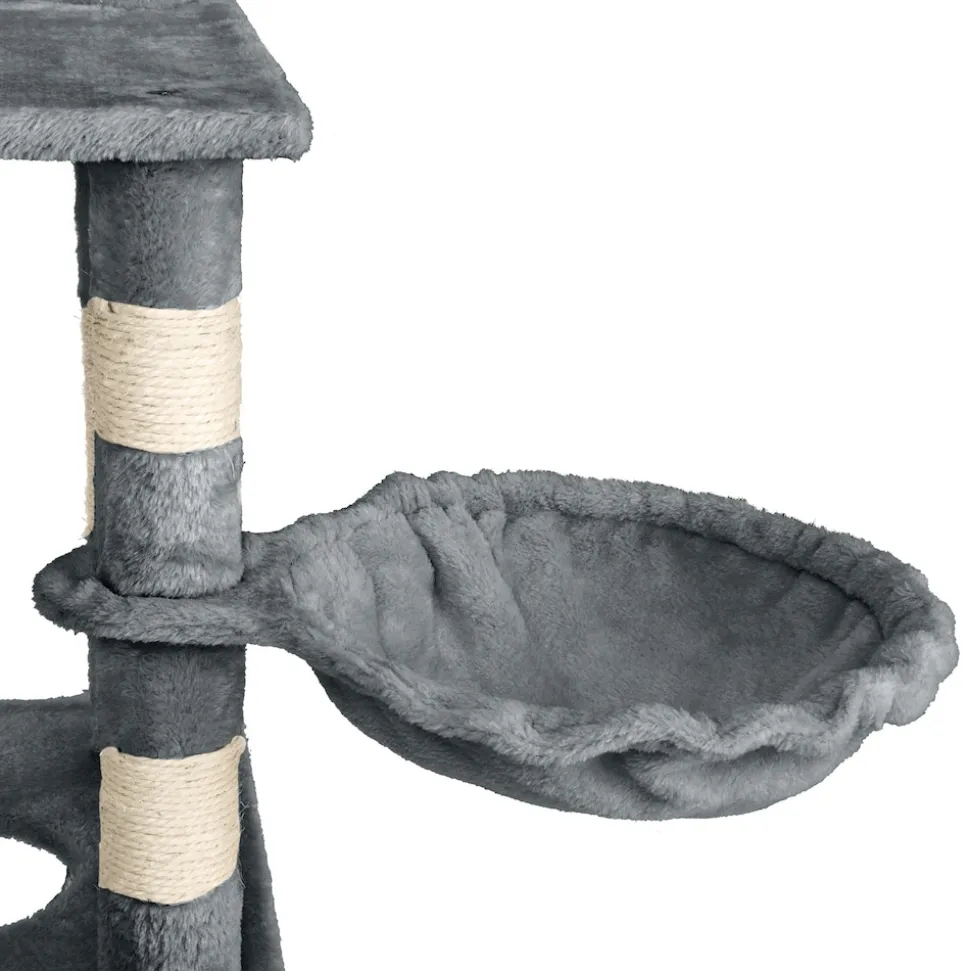 tectake® Kratzbaum, 141 cm, mit Katzenhaus, inklusive Spielkordel und Kippschutz