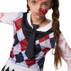 tectake® Mädchenkostüm gruseliges Zombie Schulmädchen