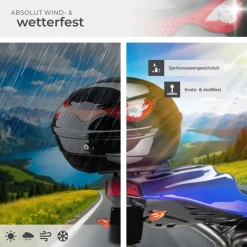 tectake® Motorradkoffer, Volumen 22 l, für Mofas, Roller, Motorräder und Quads, großer Reflektor