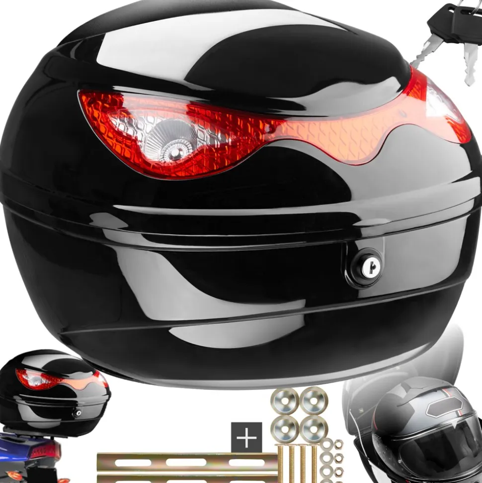 tectake® Motorradkoffer, Volumen 22 l, für Mofas, Roller, Motorräder und Quads, großer Reflektor