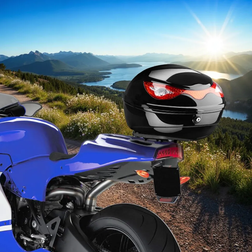 tectake® Motorradkoffer, Volumen 22 l, für Mofas, Roller, Motorräder und Quads, großer Reflektor
