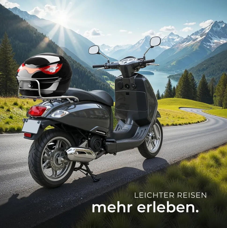 tectake® Motorradkoffer, Volumen 22 l, für Mofas, Roller, Motorräder und Quads, großer Reflektor