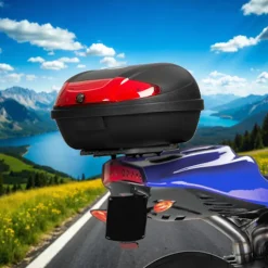 tectake® Motorradkoffer, Volumen 48 l, Platz für 2 Helme, für Mofas, Roller, Motorräder und Quads, kleiner und großer Reflektor
