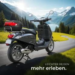 tectake® Motorradkoffer, Volumen 48 l, Platz für 2 Helme, für Mofas, Roller, Motorräder und Quads, kleiner und großer Reflektor