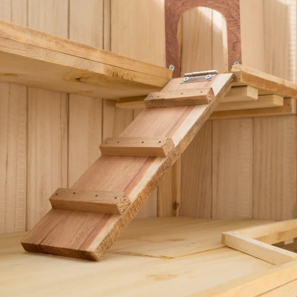 tectake® Nagerkäfig, aus Holz, aufklappbares Dachgitter, 95 x 50 x 50 cm