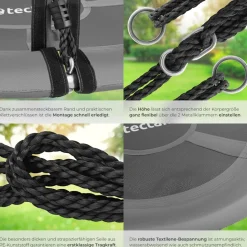 tectake® Nestschaukel, 120 kg Belastbarkeit, gepolsterter Rand, Textilene-Bespannung