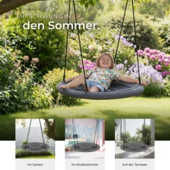 tectake® Nestschaukel, 120 kg Belastbarkeit, gepolsterter Rand, Textilene-Bespannung