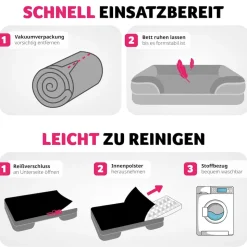 tectake® Orthopädisches Hundebett, mit abnehmbarem, wasserdichtem Plüschbezug, rutschfeste Unterseite, waschbar