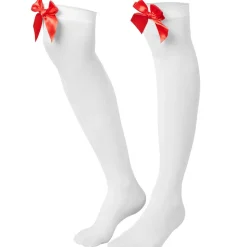 tectake® Overknee-Strümpfe mit roter Schleife