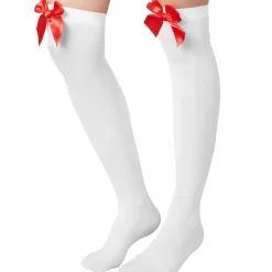 tectake® Overknee-Strümpfe mit roter Schleife