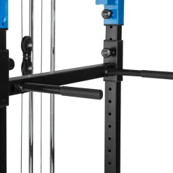 tectake® Power Rack, mit Latzug, höhenverstellbare Langhantelablagen und Sicherheitsstreben, 136 x 142,5 x 215 cm