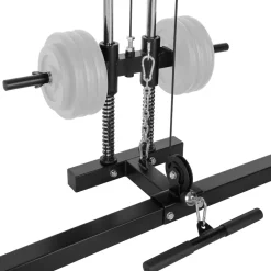 tectake® Power Rack, mit Latzug, höhenverstellbare Langhantelablagen und Sicherheitsstreben, 136 x 142,5 x 215 cm