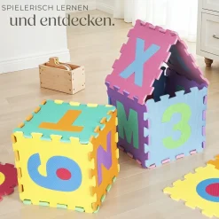 tectake® Puzzlematte, 86-teilig, aus EVA-Schaumstoff, Gesamtfläche: 3,6 m²,jedes Teil 31,5 x 31,5 x 1 cm