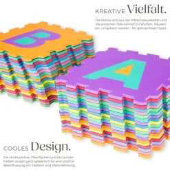 tectake® Puzzlematte, 86-teilig, aus EVA-Schaumstoff, Gesamtfläche: 3,6 m²,jedes Teil 31,5 x 31,5 x 1 cm