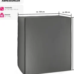 tectake® Schutzhülle für Strandkorb, mit 2 Reißverschlüssen, reißfest, UV-beständig, 120 x 80 x 145 cm