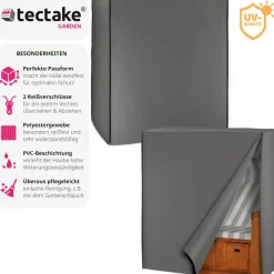 tectake® Schutzhülle für Strandkorb, mit 2 Reißverschlüssen, reißfest, UV-beständig, 120 x 80 x 145 cm