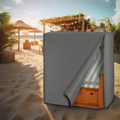 tectake® Schutzhülle für Strandkorb, mit 2 Reißverschlüssen, reißfest, UV-beständig, 120 x 80 x 145 cm