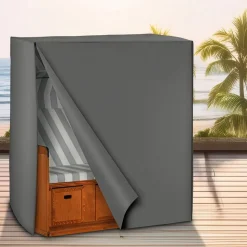 tectake® Schutzhülle für Strandkorb, mit 2 Reißverschlüssen, reißfest, UV-beständig, 120 x 80 x 145 cm