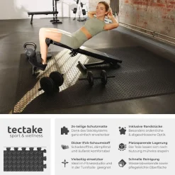 tectake® Schutzmattenset, 24-teilig mit 48 Randstücken, weich und rutschfest, leichte Reinigung und flexibel erweiterbar