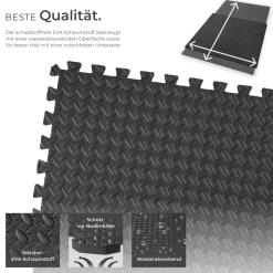 tectake® Schutzmattenset, 24-teilig mit 48 Randstücken, weich und rutschfest, leichte Reinigung und flexibel erweiterbar