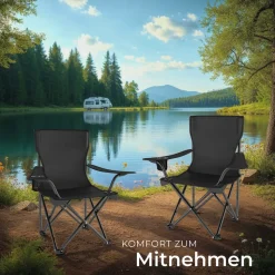 tectake® Set Campingstuhl, faltbar, geringes Gewicht, 80 x 48 x 84,5 cm
