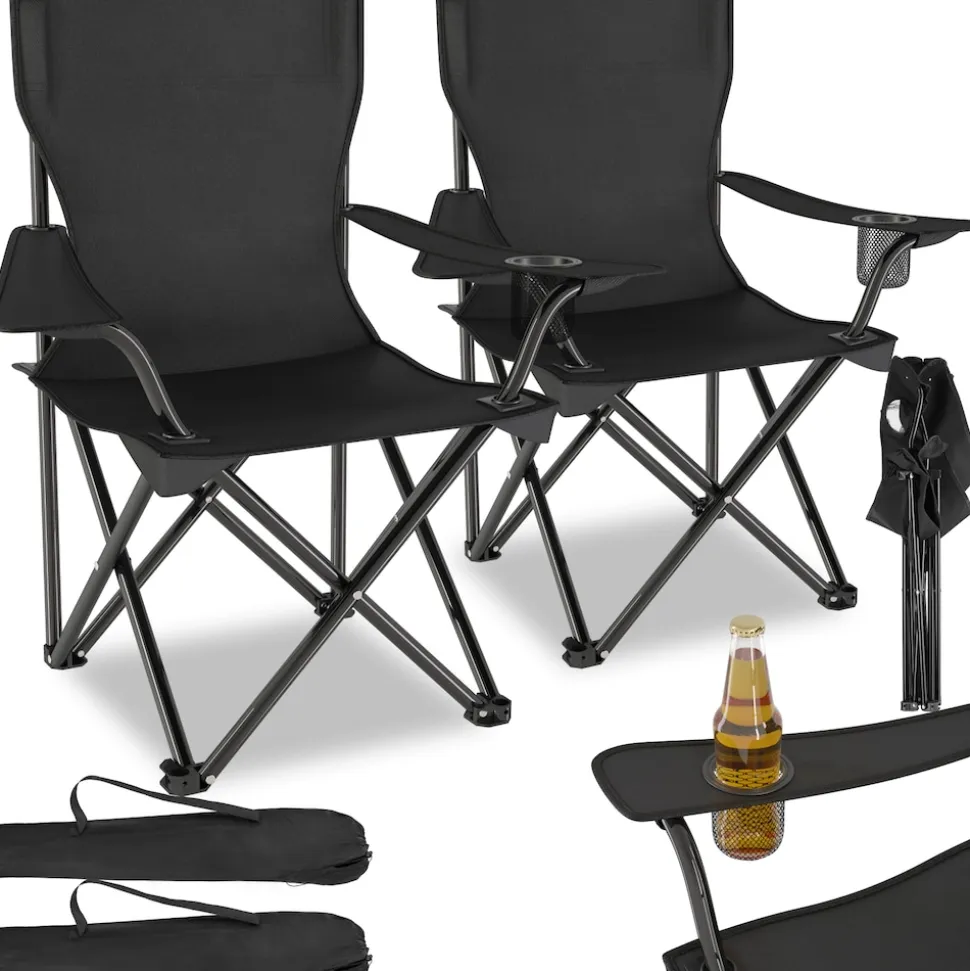 tectake® Set Campingstuhl, faltbar, geringes Gewicht, 80 x 48 x 84,5 cm