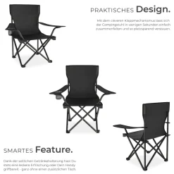 tectake® Set Campingstuhl, faltbar, geringes Gewicht, 80 x 48 x 84,5 cm