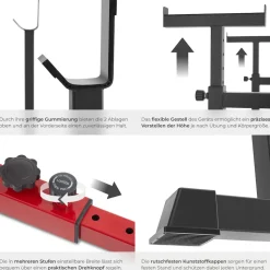 tectake® Squat Rack, multifunktional, Höhe und Breite verstellbar, bodenschonende Kunststoffkappen, inklusive 2 Aufnahmen für Hantelscheiben