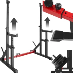 tectake® Squat Rack, multifunktional, Höhe und Breite verstellbar, bodenschonende Kunststoffkappen, inklusive 2 Aufnahmen für Hantelscheiben