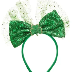 tectake® St. Patrick’s Day Kopfschmuck Schleife mit Pailletten