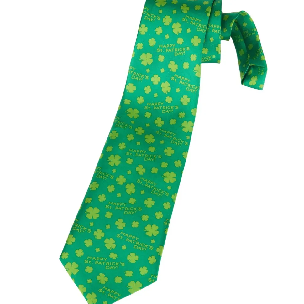 tectake® St. Patrick’s Day Krawatte mit Kleeblättern und Schriftzug