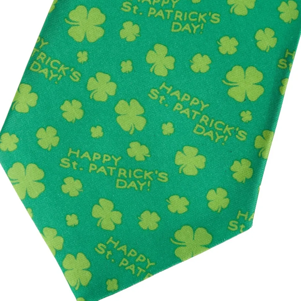tectake® St. Patrick’s Day Krawatte mit Kleeblättern und Schriftzug
