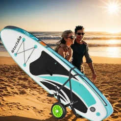 tectake® Surfboard Transportwagen, klappbar, für bis zu 2 Boards, Schaumstoffpolsterung, inkl. 2 Sicherungsgurte, 62 x 53 x 49 cm