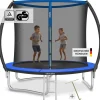 tectake® Trampolin, Ø 244 cm, GS-zertifiziert, Randabdeckung, inklusive Einstiegsleiter