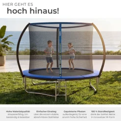 tectake® Trampolin, Ø 244 cm, GS-zertifiziert, Randabdeckung, inklusive Einstiegsleiter