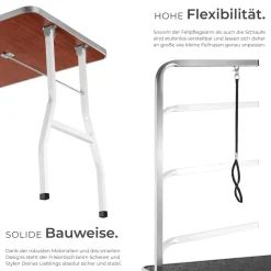 tectake® Trimmtisch, mit höhenverstellbarem Galgen, rutschfeste und kratzfeste Gummibeschichtung, Belastbarkeit 60 kg