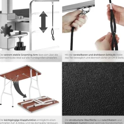 tectake® Trimmtisch, mit höhenverstellbarem Galgen, rutschfeste und kratzfeste Gummibeschichtung, Belastbarkeit 60 kg