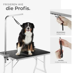 tectake® Trimmtisch, mit höhenverstellbarem Galgen, rutschfeste und kratzfeste Gummibeschichtung, Belastbarkeit 60 kg
