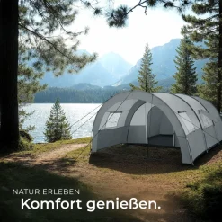 tectake® Tunnelzelt, für 6 Personen, 4 Fenster mit Moskitonetzen, 350 x 480 x 195 cm