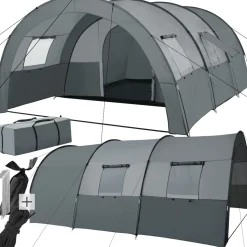 tectake® Tunnelzelt, für 6 Personen, 4 Fenster mit Moskitonetzen, 350 x 480 x 195 cm