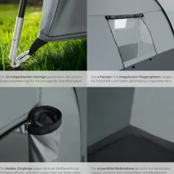 tectake® Tunnelzelt, für 6 Personen, 4 Fenster mit Moskitonetzen, 350 x 480 x 195 cm