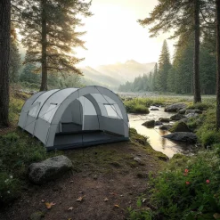 tectake® Tunnelzelt, für 6 Personen, 4 Fenster mit Moskitonetzen, 350 x 480 x 195 cm