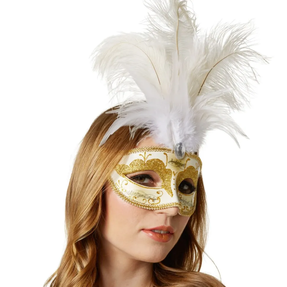 tectake® Venezianische Maske mit Federn