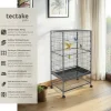 tectake® Vogelkäfig, in Hammerschlagoptik, 2 Schiebeöffnungen und geringer Gitterabstand, 78 x 52 x 131 cm
