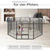 tectake® Welpenauslauf, 8-teilig, faltbar, abgerundete Ecken, einfache Montage, Bodenverankerung möglich
