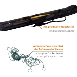 12-teiliges Agility Slalom Set - Hindernis mit 12 Stangen und Abstandsschnur