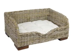 Tiersofa VILLA aus Rattangeflecht mit Einstieg und Liegekissen Naturmaterial